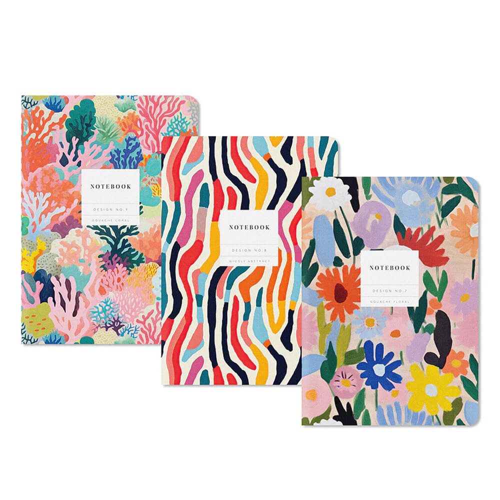 Ohh Deer Kaleido Set No.2 3 Pack Lined Notebooks A5